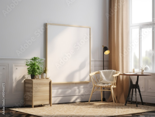 Canvas frame mockup at living room