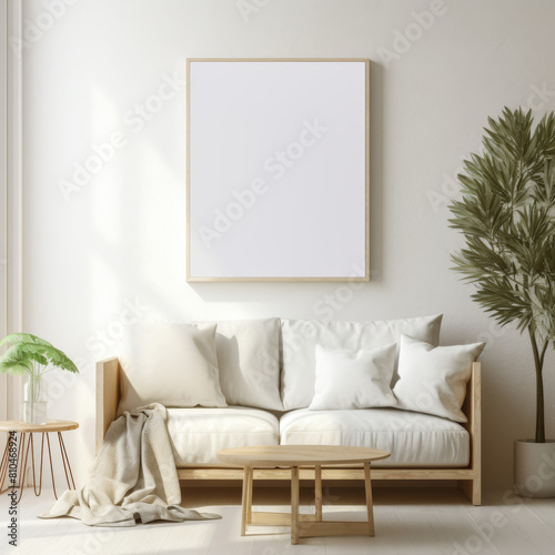 Canvas frame mockup at living room