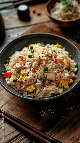 Photo realistic Yakimeshi or Japanese fried rice can add vegetables