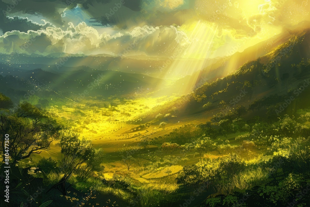 Golden rays of sunlight danced upon the lush plains