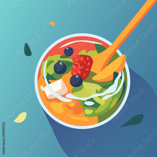 Fresh Fruit Salad Bowl Vector