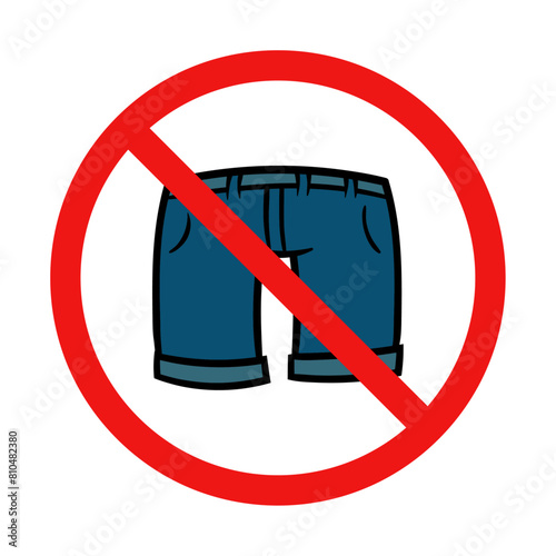 No Pants Sign on White Background