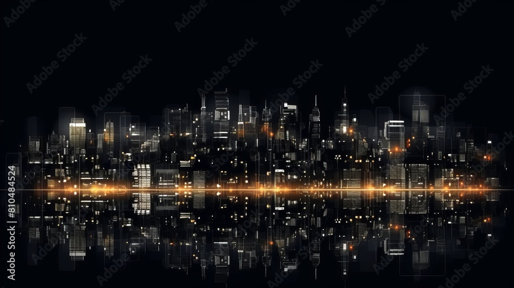 Smart city concept. Telecomunication, internet, mobile, cloud computing background. Digital city background. Online city concept. Cyber town on black background Generative AI