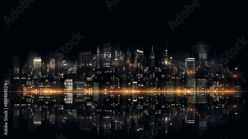 Smart city concept. Telecomunication, internet, mobile, cloud computing background. Digital city background. Online city concept. Cyber town on black background Generative AI