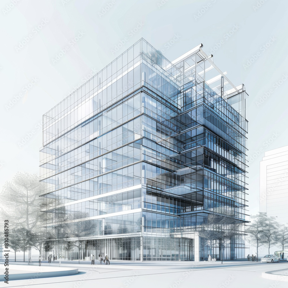 A tall building with a lot of windows and a glass roof A tall building with a lot of windows and a glass roof