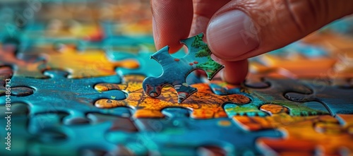 Completing a Colorful Jigsaw Puzzle by Hand