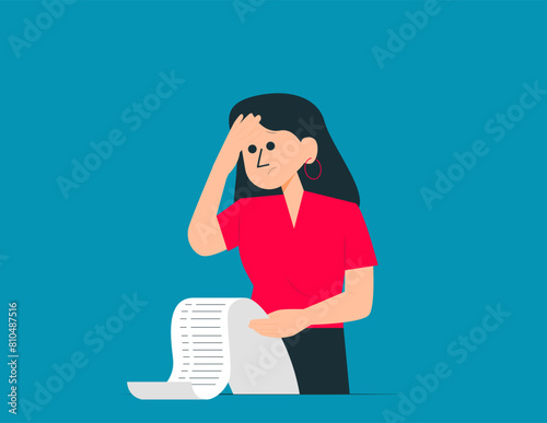 Person is struggling with credit card debt and expenses. Concept illustration about installment debt.