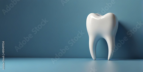  tooth is displayed against a blue background  serving as a template design