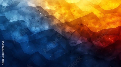 abstract background with rays,
 Blue and yellow gradient geometric shape backgro photo