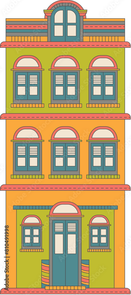 hand drawn Three-storey house hand drawn Three-storey house