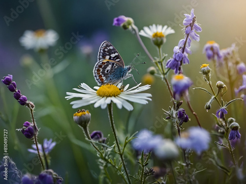 Butterfly on Lavender Flowers field in the garden. © danial