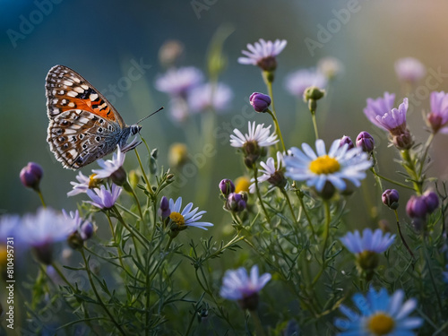 Butterfly on Lavender Flowers field in the garden. © danial