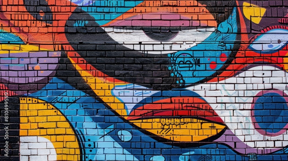 Fototapeta premium Abstract Street Art Patterns on Brick Wall Background