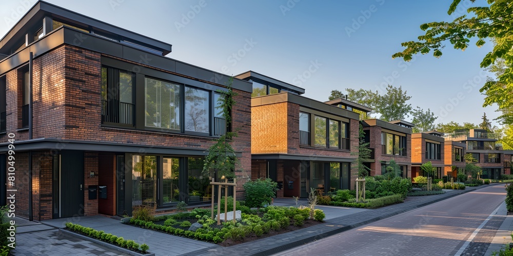 Upper class neighborhood with modern houses Upper class neighborhood with modern houses
