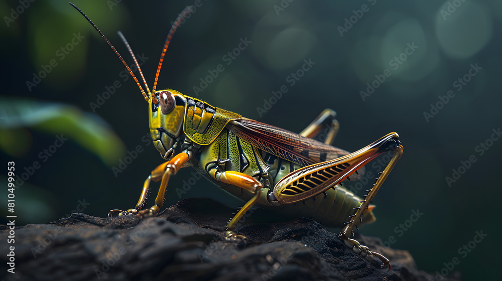 Fototapeta premium closeup view of locust on the blurred background