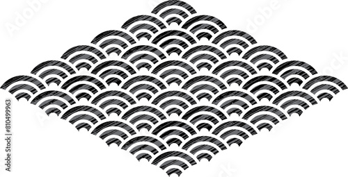 筆の模様入りの青海波のパターンイラスト