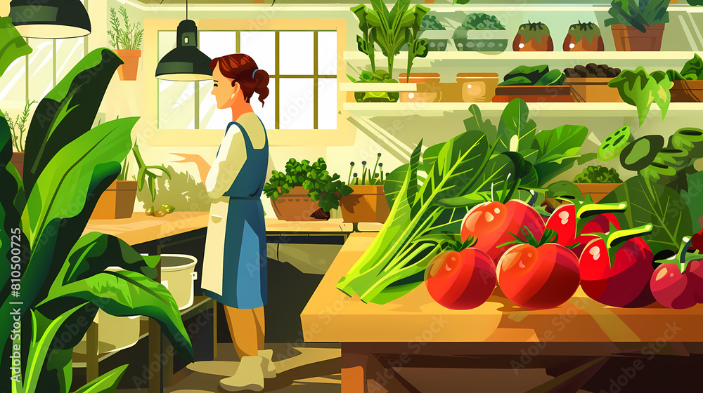 Organic farm to table experience at the restaurant,vector image Organic farm to table experience at the restaurant,vector image