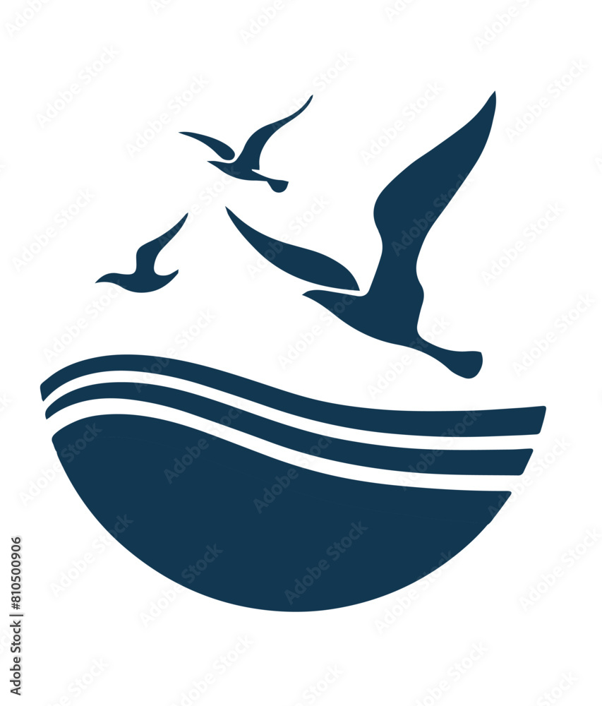 Obraz premium Seagulls Flying Over Ocean Waves