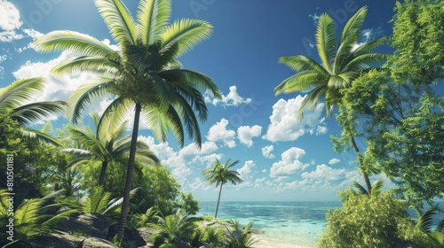 Exotic Tropical Paradise with Palm Trees