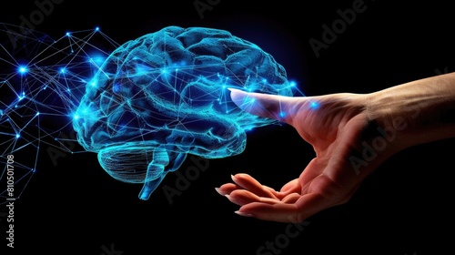 Human Hand Touching Digital Brain Interface for AI Learning