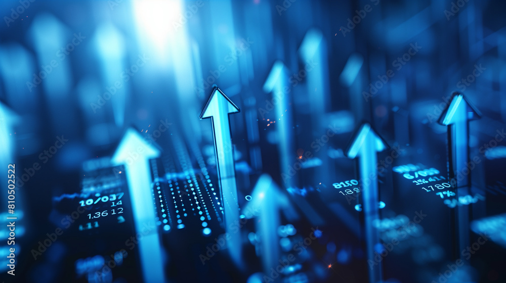 The Financial Growth and Peace Curve: Arrows on the blue stock market chart