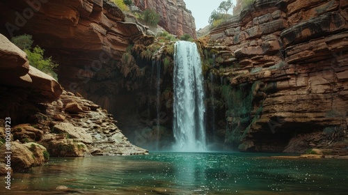 Stunning Waterfall Cascading into Emerald Pool