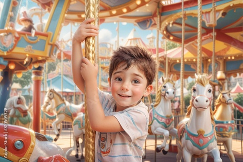 A boy playing in a playground