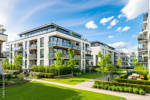 Wallpaper Mural row of modern apartment buildings with a green lawn Torontodigital.ca