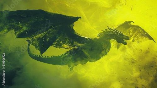 Epic drone photography captures Tamal and Katsuo facing dark lord and dragons with vibrant colors of yellow, green, and blue.