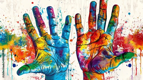 multicolor hands print photo