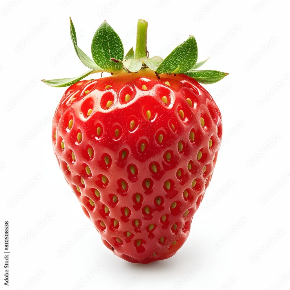 strawberries with green leaves on a white background strawberries with green leaves on a white background