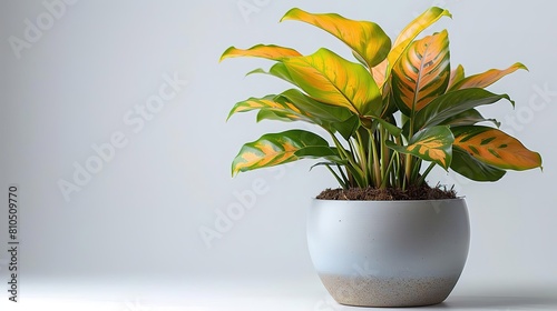 A beautiful Aglaonema plant in a ceramic pot photo