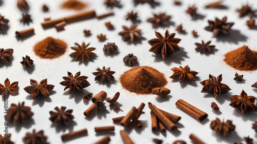 AI image generate the spice known as 'Tiga Sekawan' means the spice of Malay cuisine which includes three spices namely cinnamon bark, cloves and cardamom