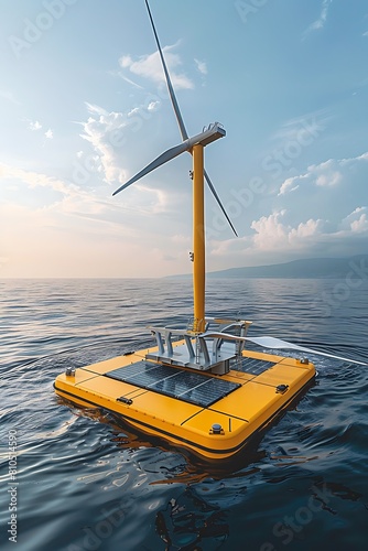 Showcase the innovation of a floating wind farm harnessing ocean breezes photo