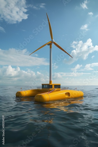 Showcase the innovation of a floating wind farm harnessing ocean breezes photo