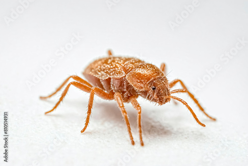 Detailed Close-Up: The Brown Tick on a White Surface © Rysak