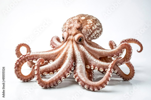 Elegant Octopus Display: Detailed View of an Octopus on a White Background