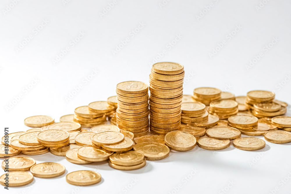 Golden Coins Stacked and Scattered Golden Coins Stacked and Scattered