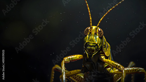 closeup view of locust on the dark background
