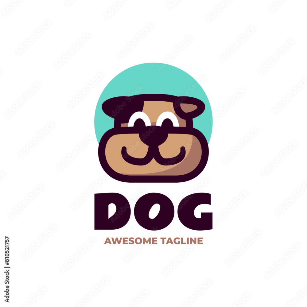 Fototapeta premium Vector Logo Illustration Dog Simple Mascot Style.