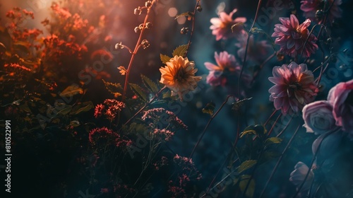 Professional Floral Backdrop with Cinematic Lighting in Baroque Style for Photography