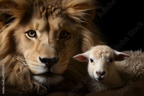 symbiosis of lion and lamb