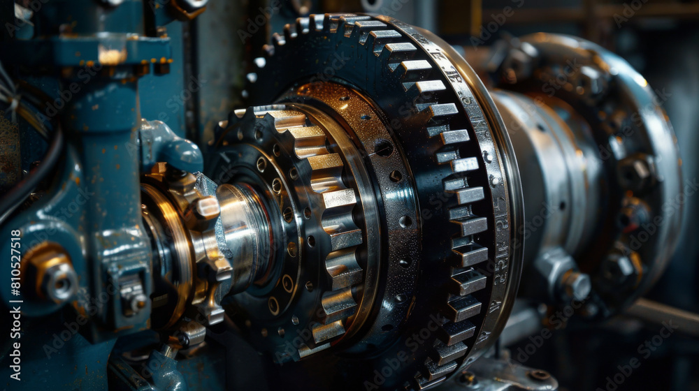 Detailed view of intricate machine gears and components in an industrial setting, showcasing mechanical complexity. Detailed view of intricate machine gears and components in an industrial setting, showcasing mechanical complexity.