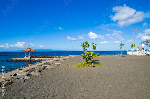 Scenery of the coastline in the Candidasa beach, Bali island, Indonesia.