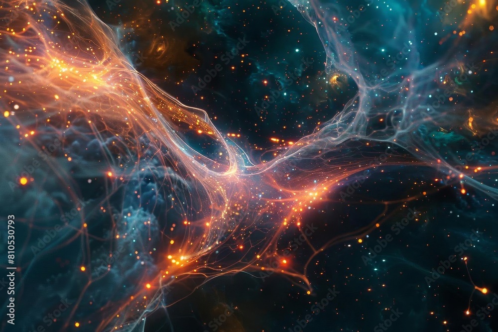 A visual representation of a neural network or deep space A visual representation of a neural network or deep space