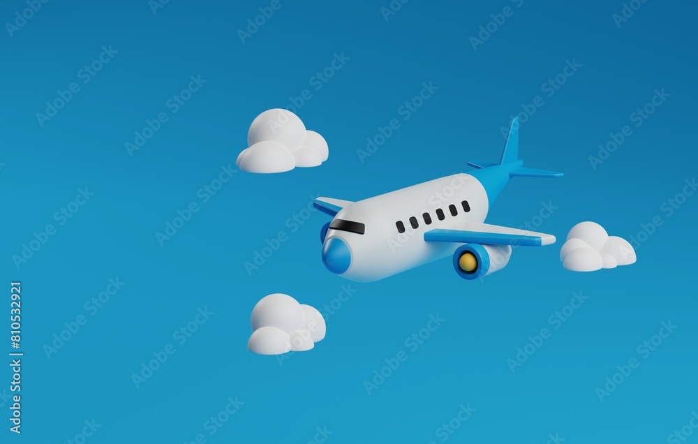 Naklejka premium Airplane, Iconic Symbol of Aviation. 3D Render