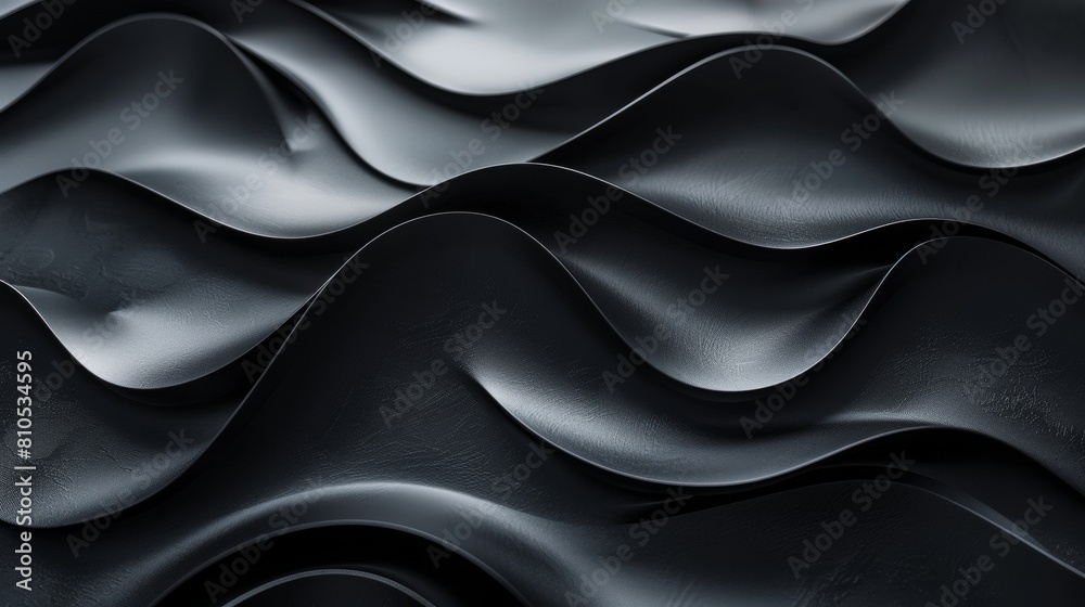 Black wavy smooth dark gray surface with deep shadows. Black wavy smooth dark gray surface with deep shadows.