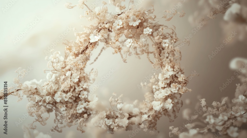 Elegant Hanging Floral Halo Ring with Real Flowers and Cinematic Lighting Elegant Hanging Floral Halo Ring with Real Flowers and Cinematic Lighting