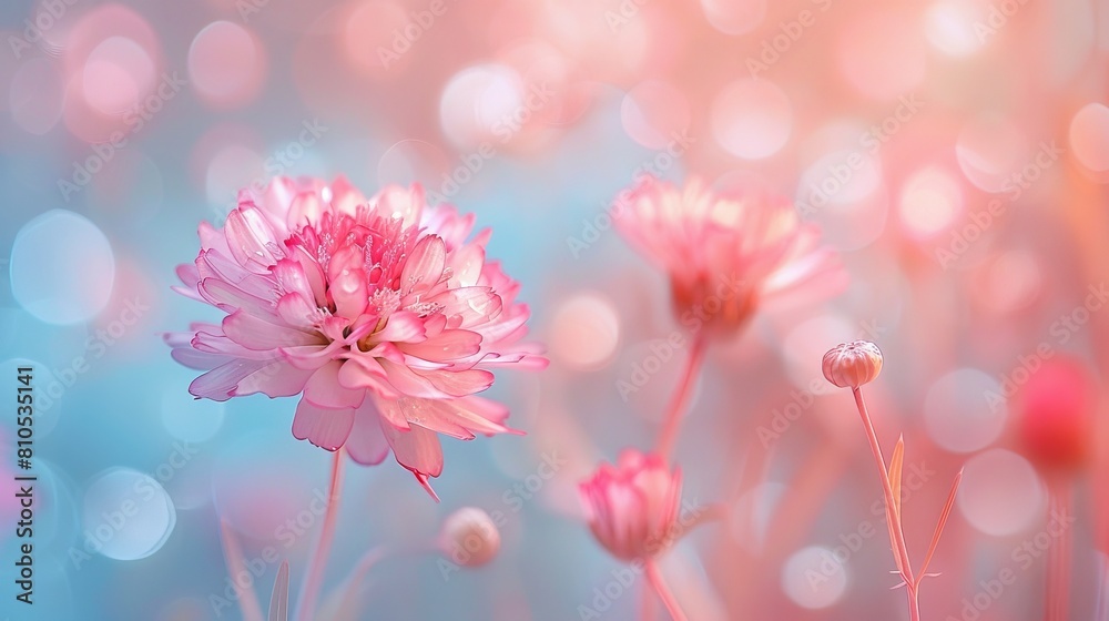 A blurred image of a flower with a soft fluffy pastel background