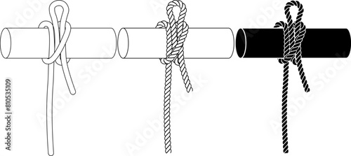Slippery hitch rope Knot icon set